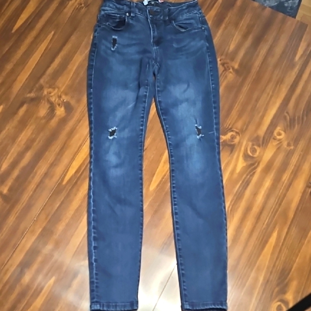 CAbi Blue Skinny Jeans Distressed Tapered Fit